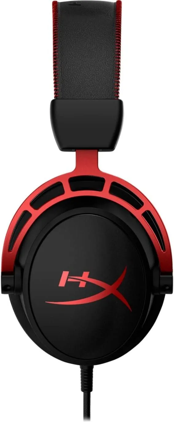 HyperX Cloud Alpha Gaming Headset Headphone Wired Detachable Noise Cancelling Microphone Dual Chamber Drivers Memory Foam Over-ear Soft Leatherette for PC Xbox Nintendo Switch PS4 Black Red (Renewed)