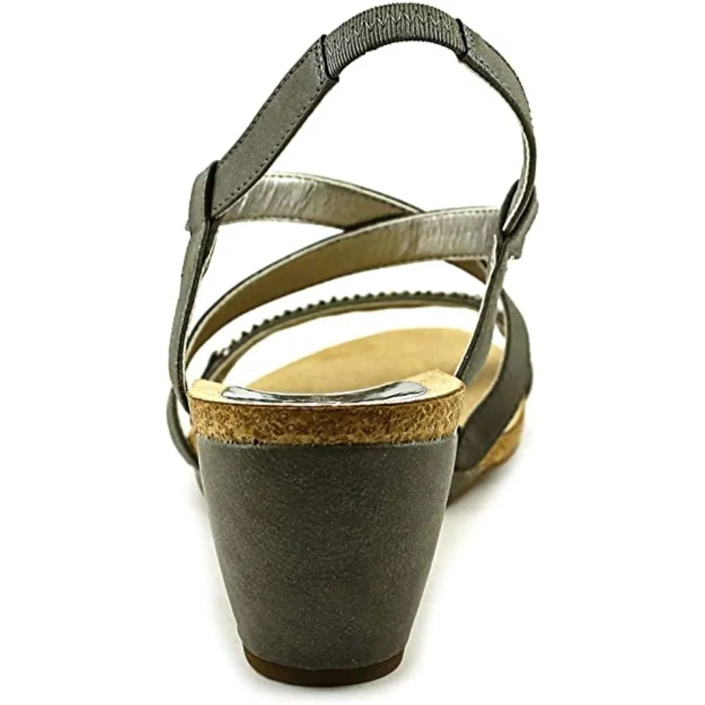 Jasia Pewter Synthetic Anne Klein Wedge Sandals