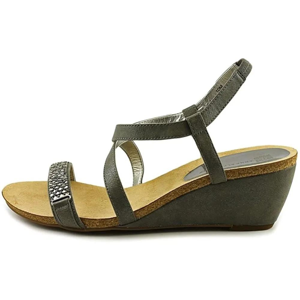 Jasia Pewter Synthetic Anne Klein Wedge Sandals