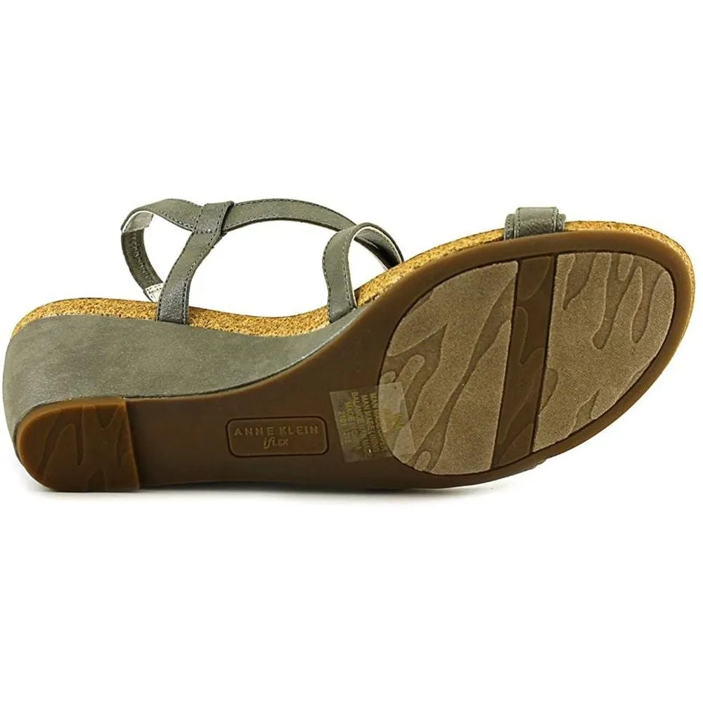 Jasia Pewter Synthetic Anne Klein Wedge Sandals