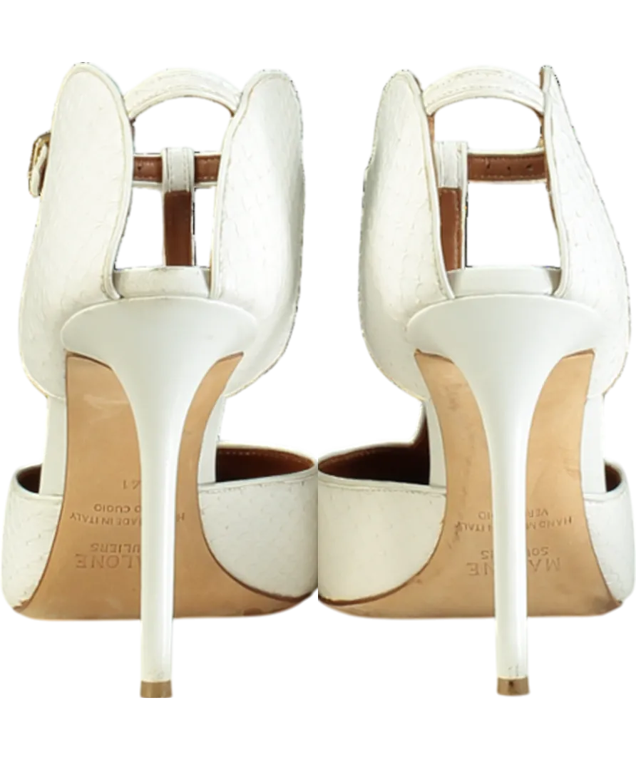 Malone Souliers White Pointed Snakeskin Strappy Heels UK 8 EU 41 👠