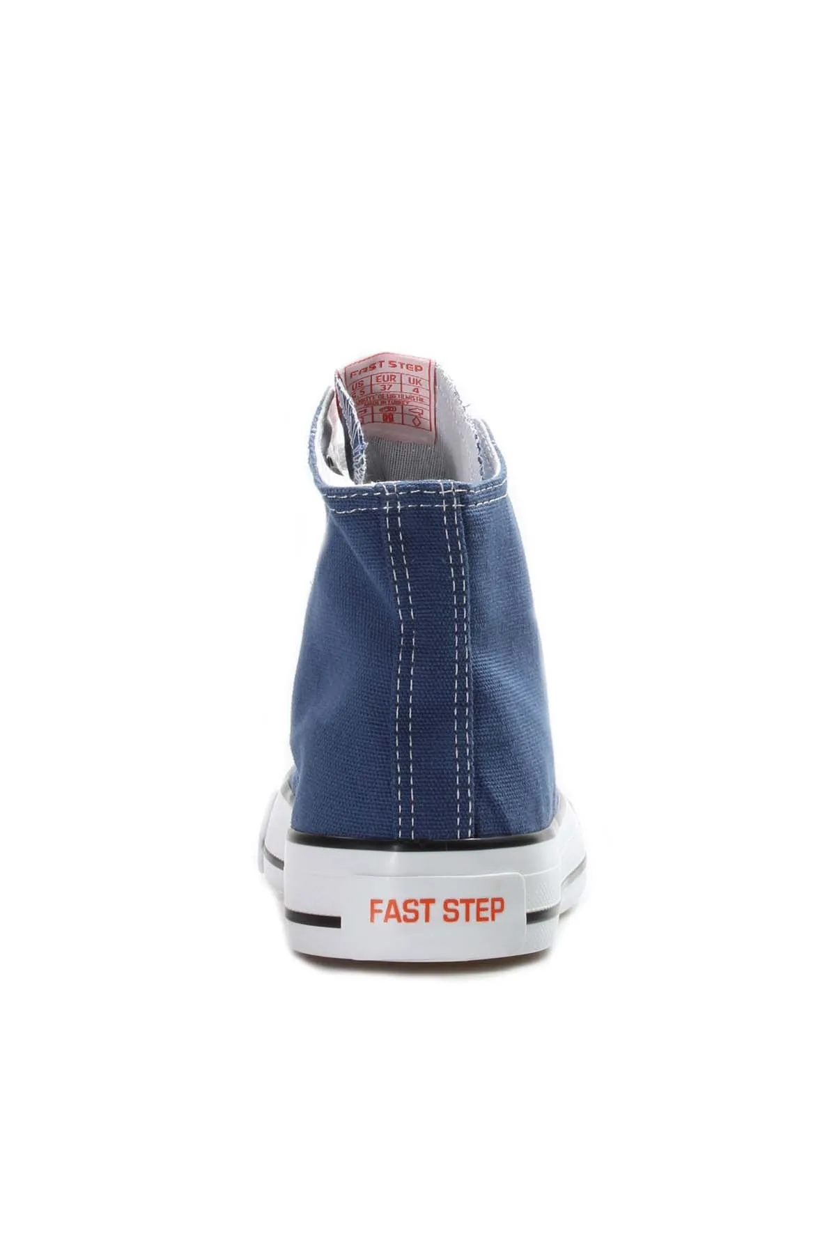 Men's Denim Blue High-Top Canvas Sneakers with White Stitching - Wessi