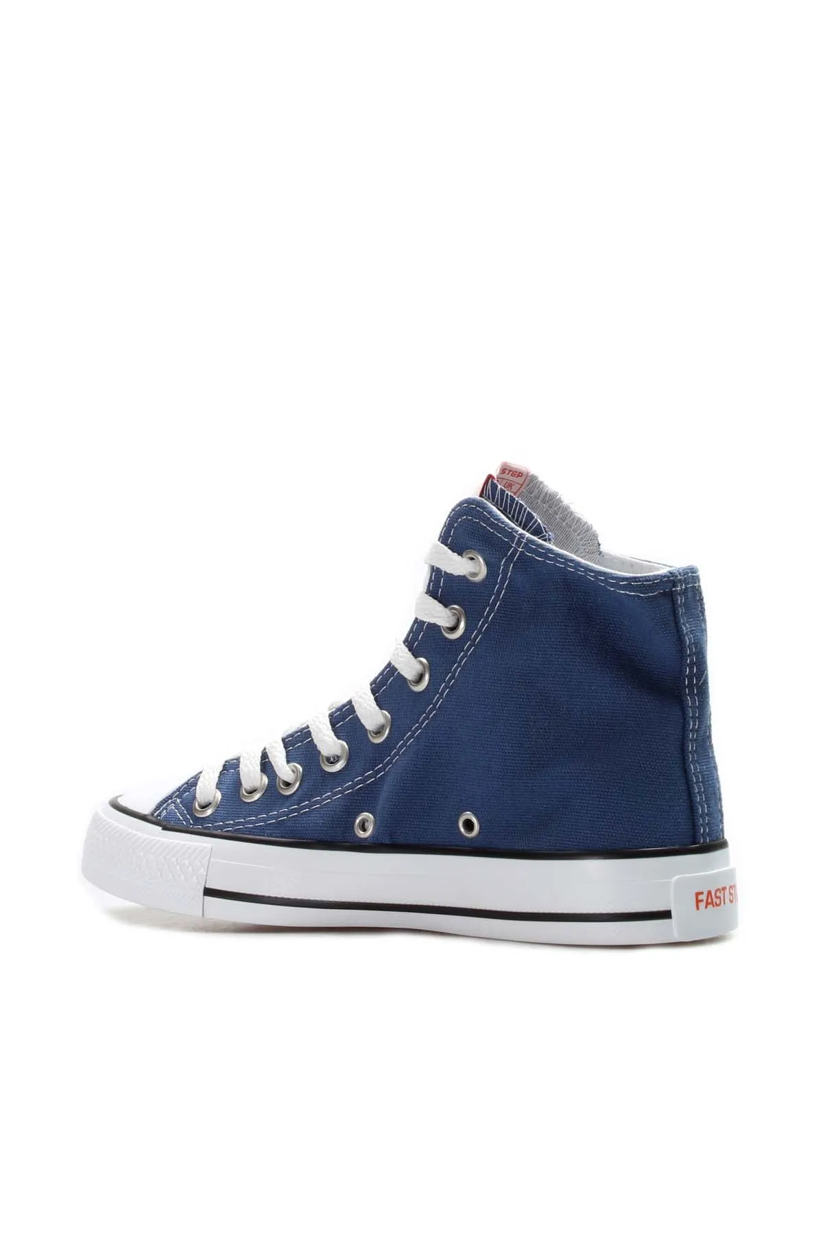 Men's Denim Blue High-Top Canvas Sneakers with White Stitching - Wessi