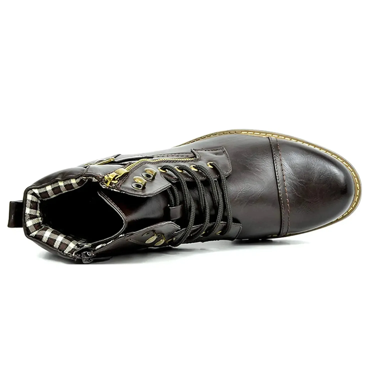 Men's Retro Leather Double Zipper Motorcycle Boots