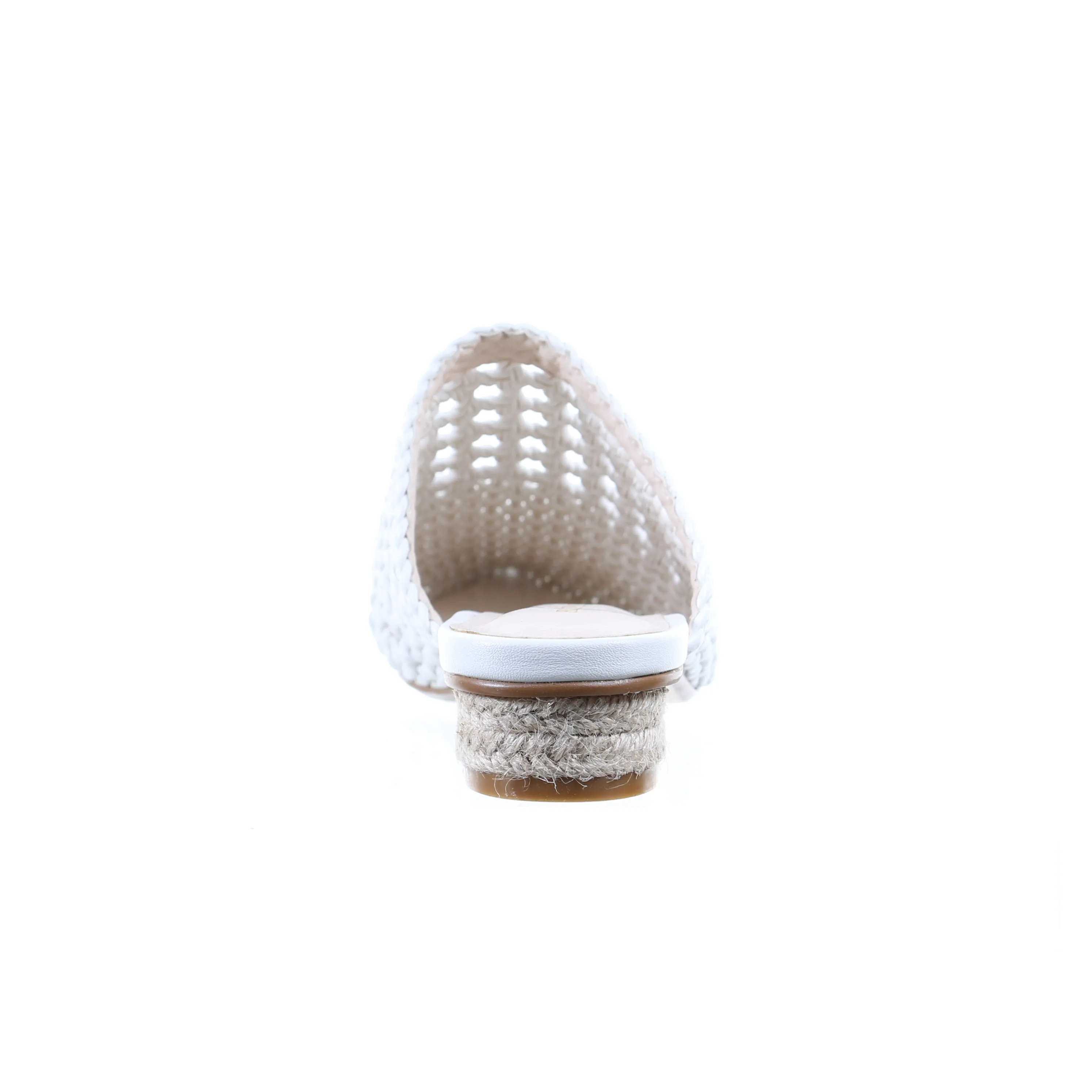 Mesh leather pointed toe slipper (white)