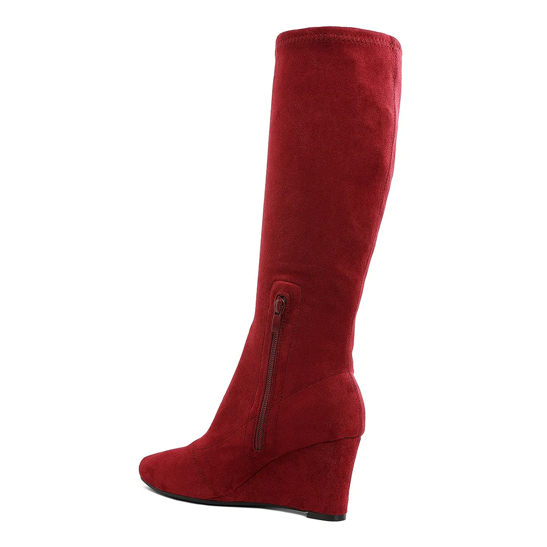 Microfiber Wedge Heel Boots