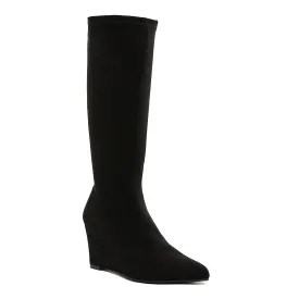Microfiber Wedge Heel Boots