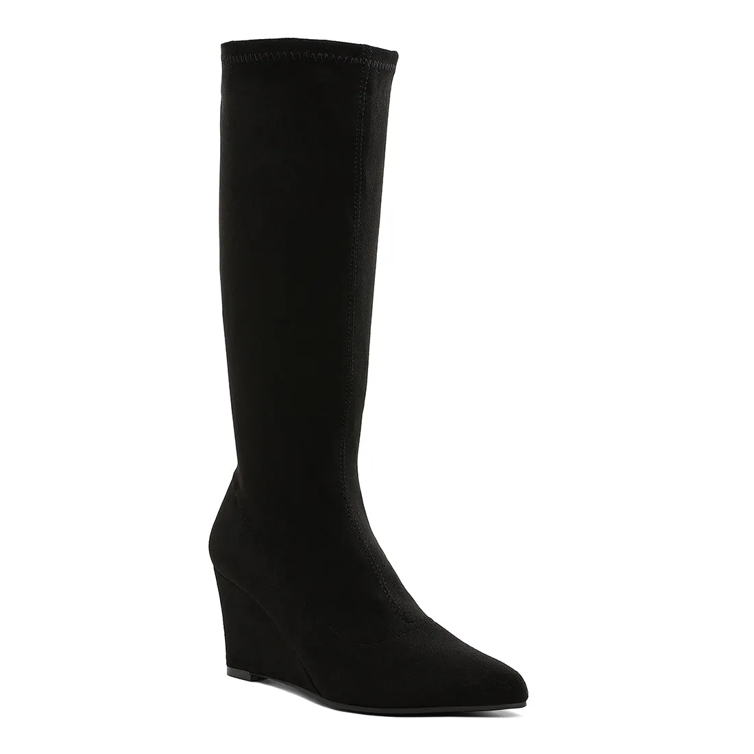 Microfiber Wedge Heel Boots