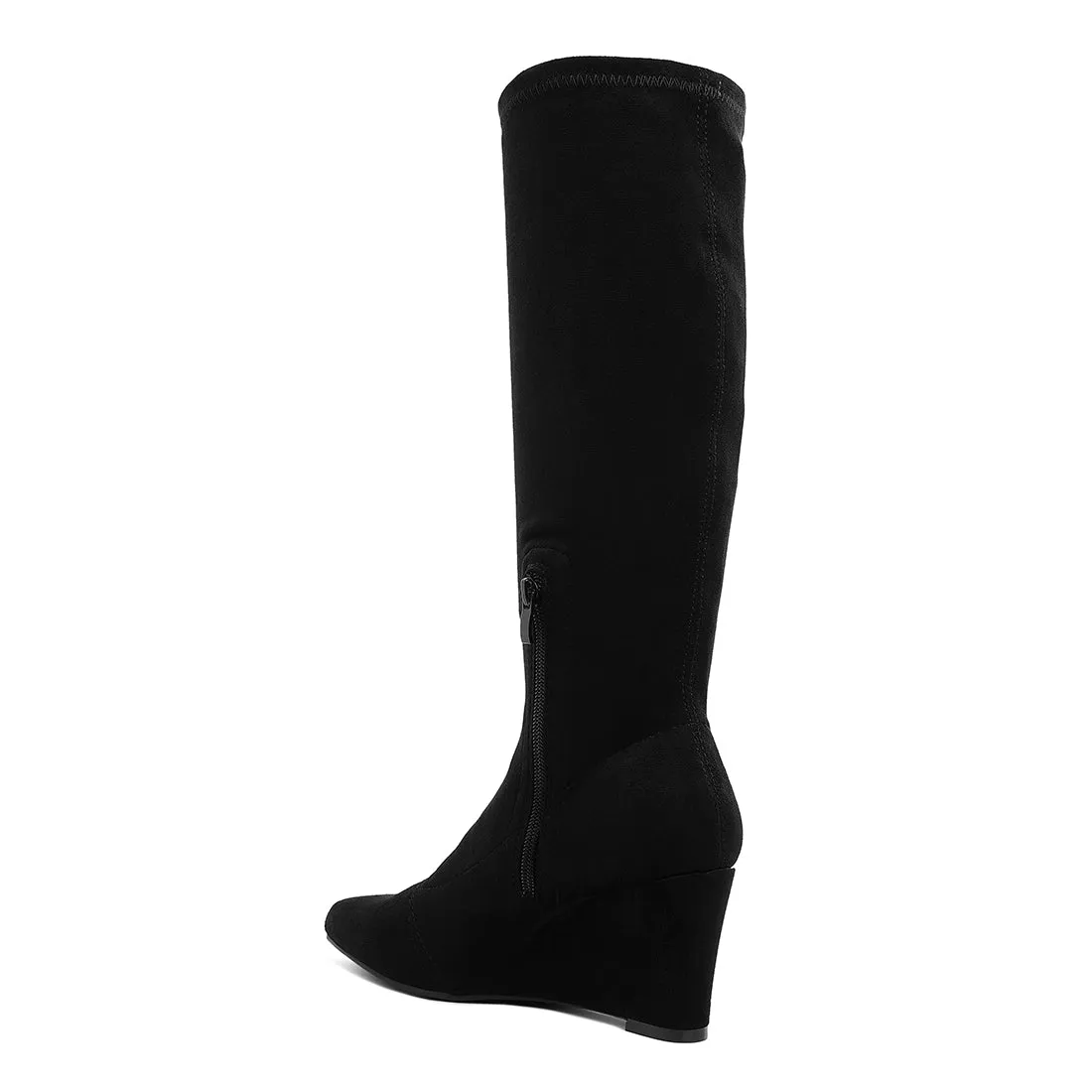 Microfiber Wedge Heel Boots