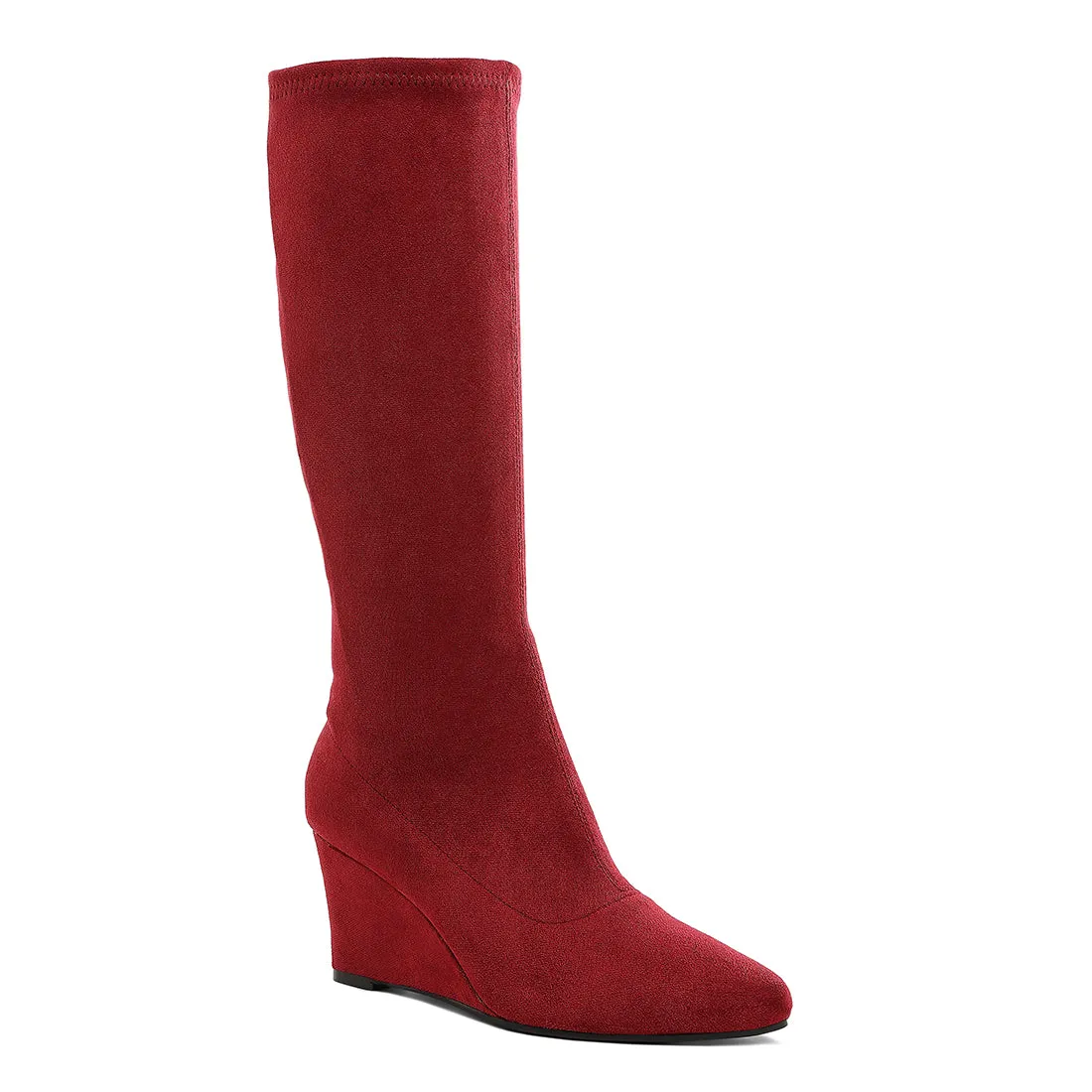 Microfiber Wedge Heel Boots