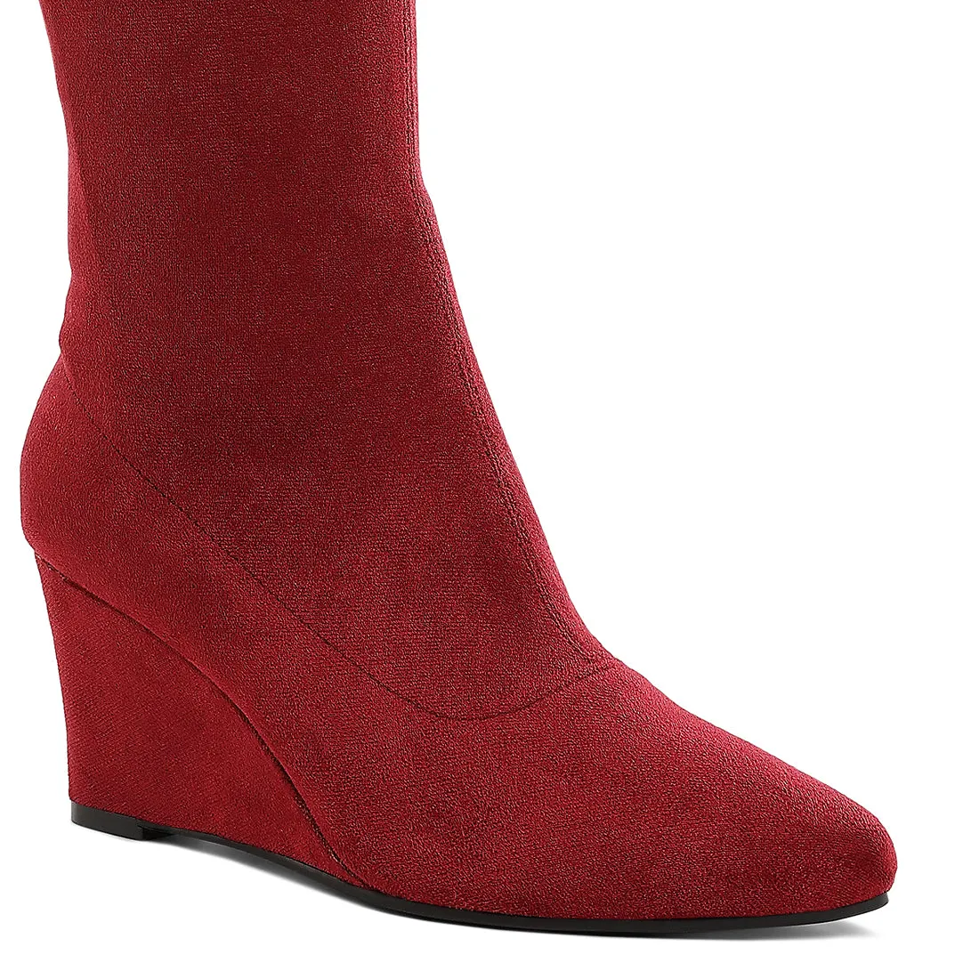 Microfiber Wedge Heel Boots