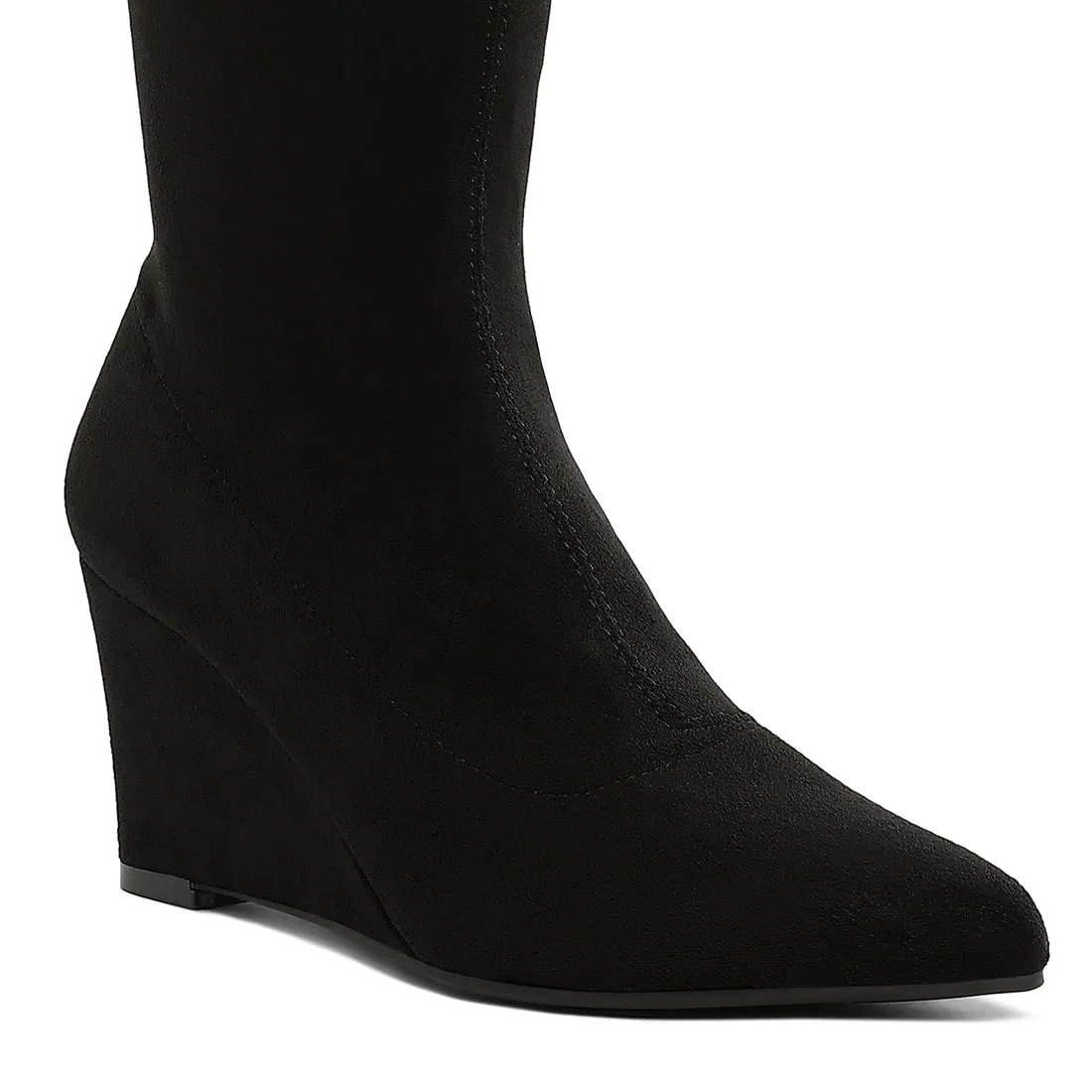 Microfiber Wedge Heel Boots