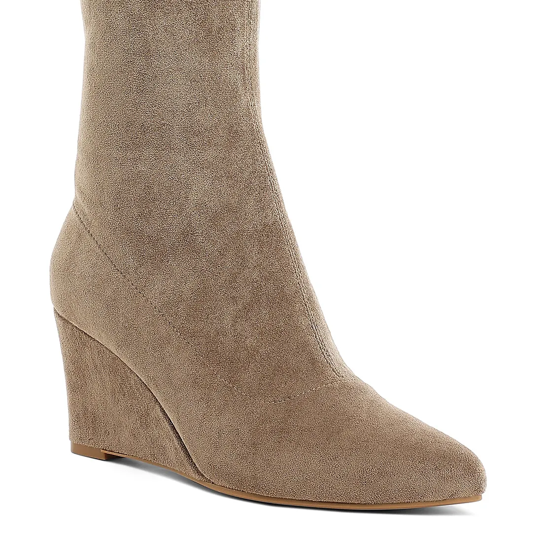 Microfiber Wedge Heel Boots