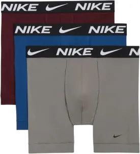 Nike Men's Dri-Fit Essential Micro Boxer Brief, 3pk, Dark Stucco/Court Blue/Dk Team Red, L