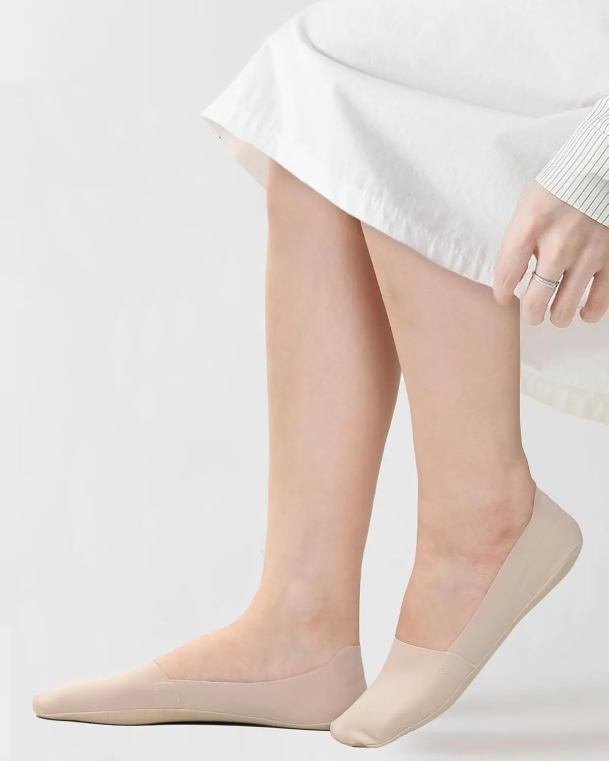 No Show Socks for Women, Non Slip Nylon Thin Footies Invisible Silky Low Liner Socks for Loafers Flats 6 Pairs