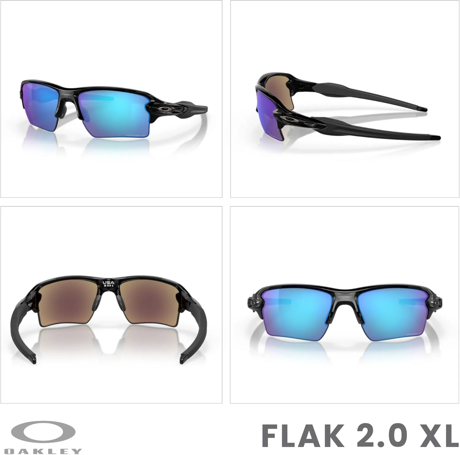 Oakley Flak 2.0 XL OO9188 Rectangle Sunglasses For Men   BUNDLE Leash   Designer iWear Care Kit