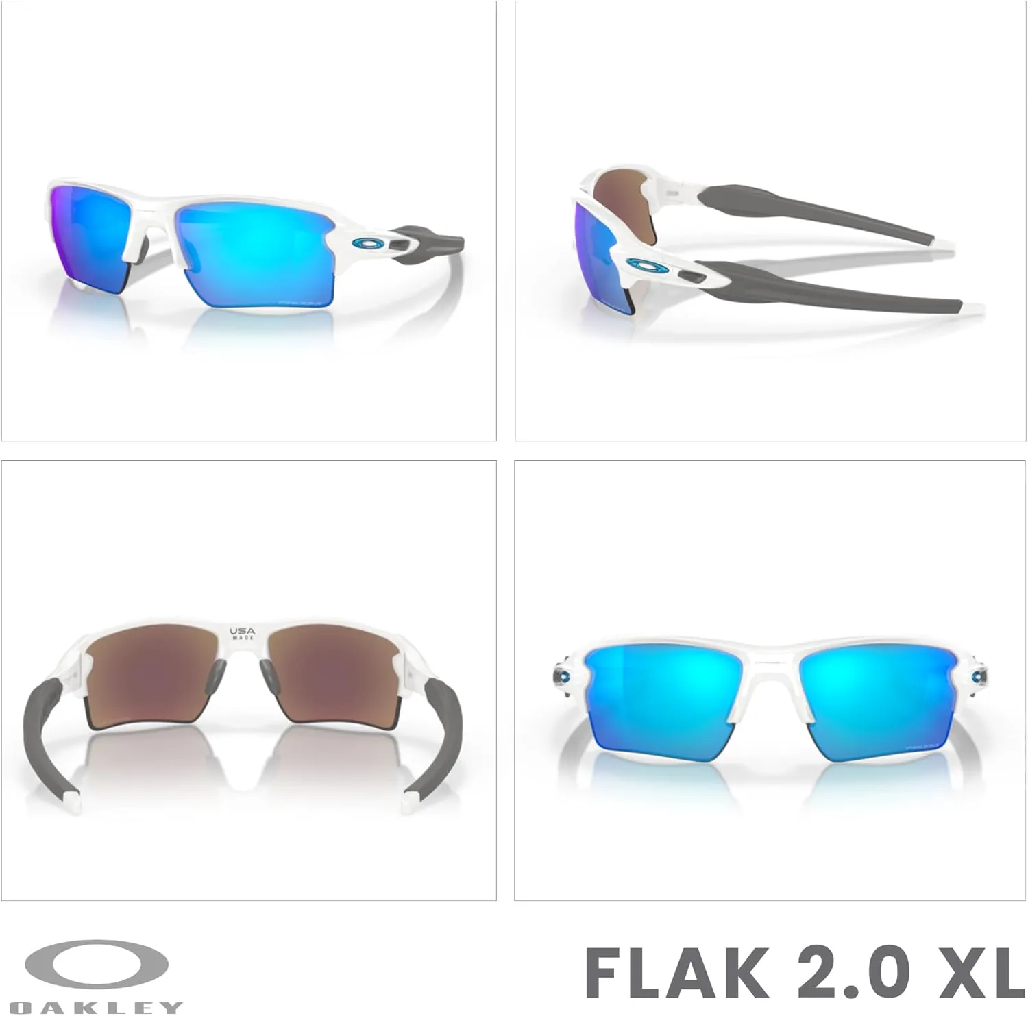 Oakley Flak 2.0 XL OO9188 Rectangle Sunglasses For Men   BUNDLE Leash   Designer iWear Care Kit