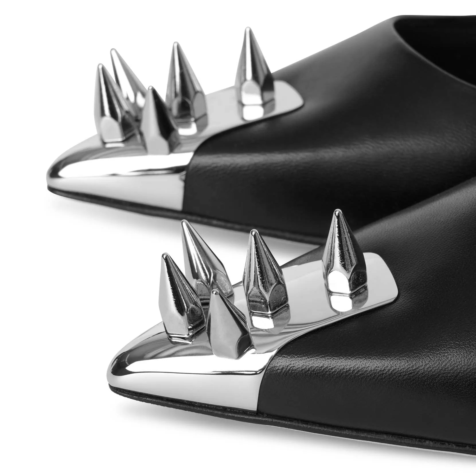 Punk stud soft black ballerinas