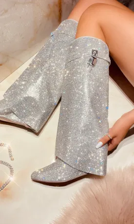 Rhinestone Shark Padlock Boots Mutto-1C