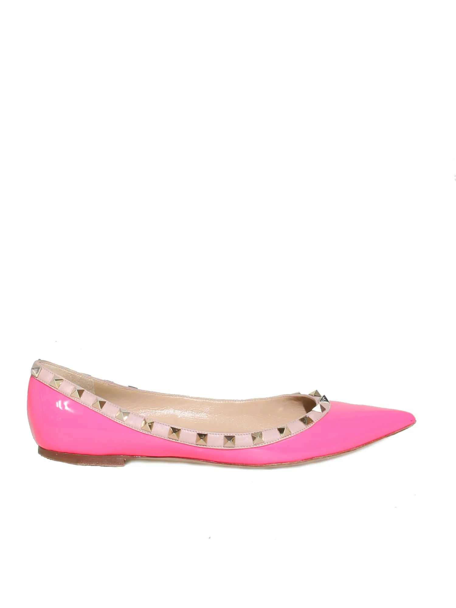 Rockstud Patent Leather Ballerina Flats