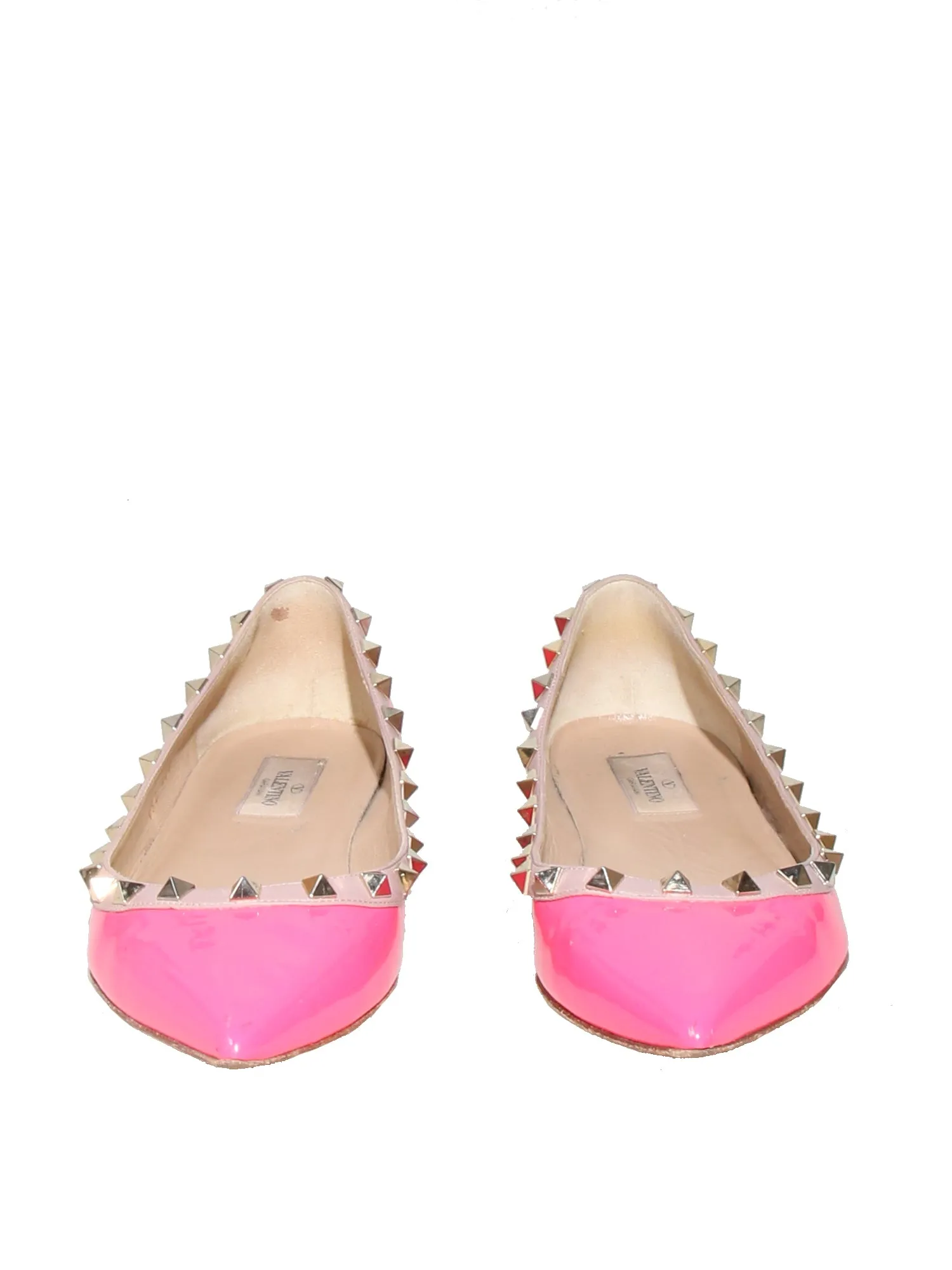 Rockstud Patent Leather Ballerina Flats