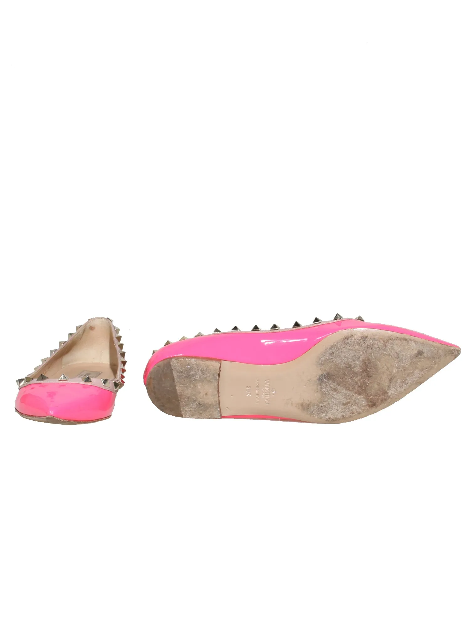 Rockstud Patent Leather Ballerina Flats