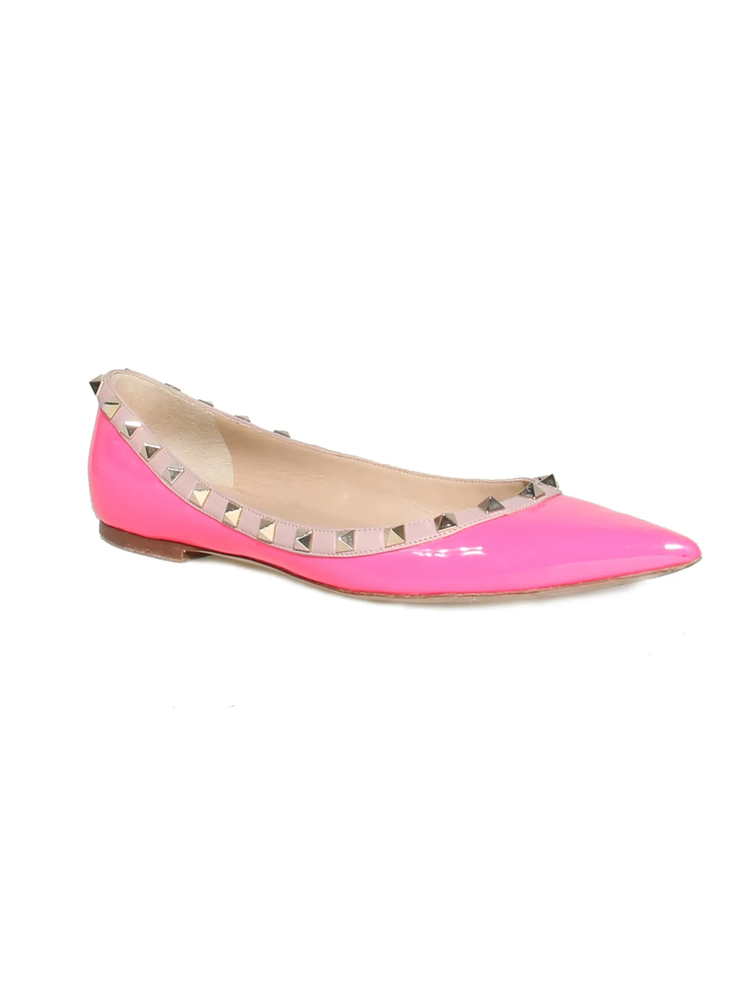 Rockstud Patent Leather Ballerina Flats