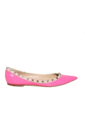Rockstud Patent Leather Ballerina Flats