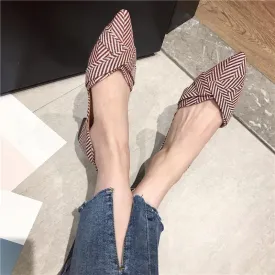 Striped Pointed Toe Comfortable Flats