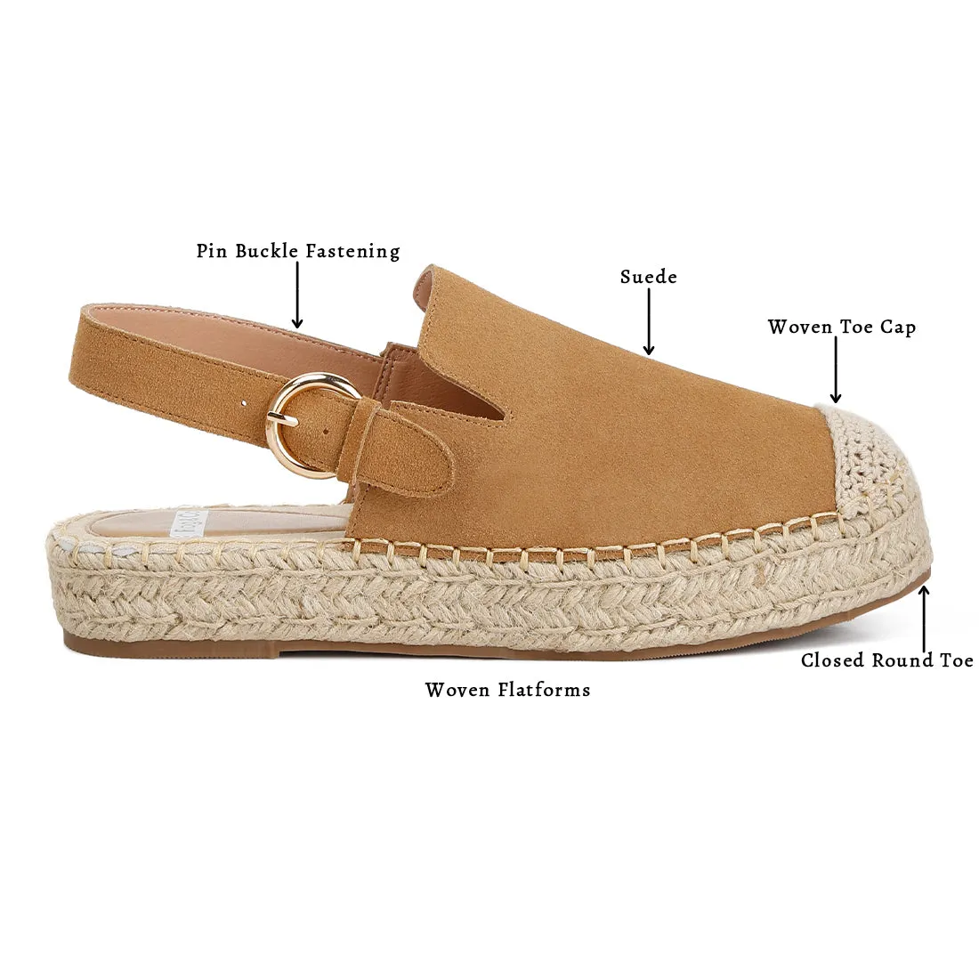 Suede Slingback Strap Espadrilles