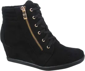 TZ 56 Womens High Top Sneakers Fashion Classic Lace Up Comfortable Wedge Walking Shoes