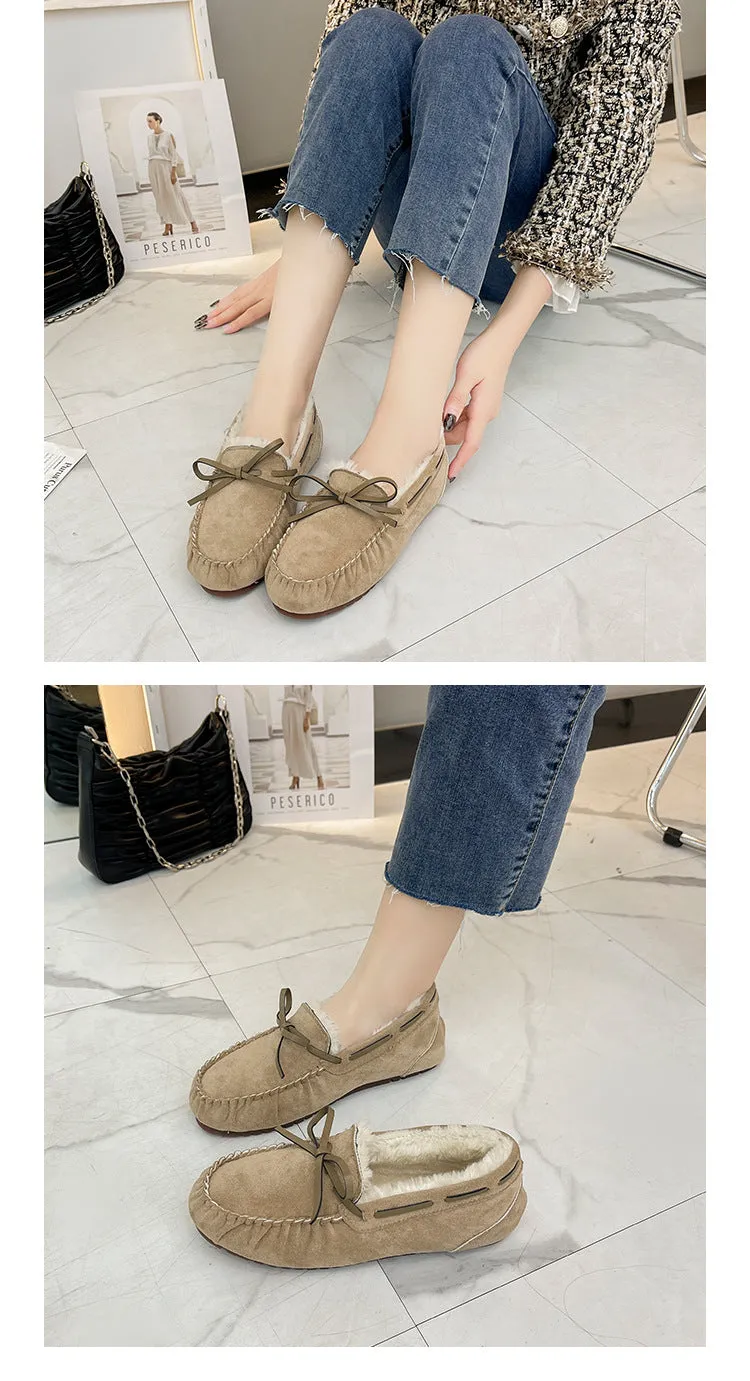 Winter large size soft-soled fleece loafers